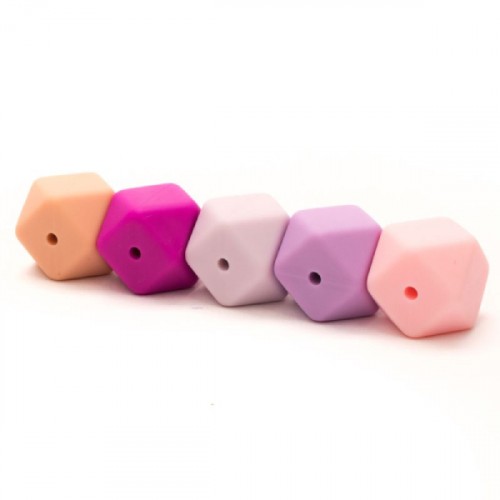 silicone hexagon beads 20 mm - set of 5