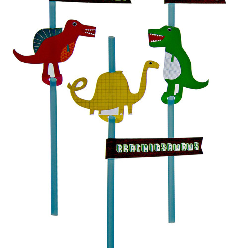 dinosaur party straws