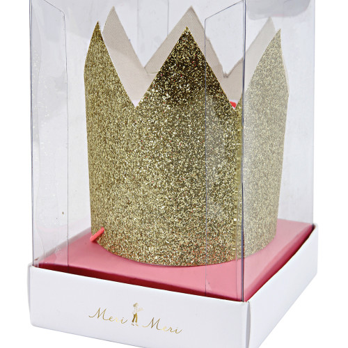 mini gold glittered crowns 8 pcs