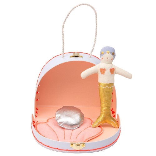 mermaid doll in suitcase