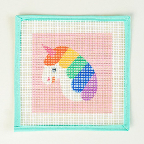 sada na vysivanie needlepoint technikou / tapiséria / gobelín kids rainbow unicron