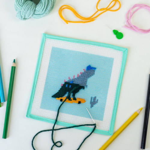 dino the skater needlepointkit for kids